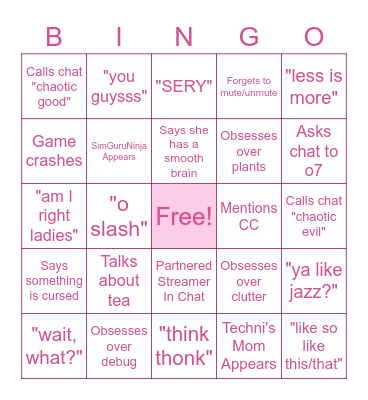Techni Bingo Card