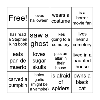 Happy Halloween Bingo Card
