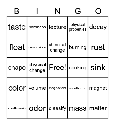 Matter Bingo Card