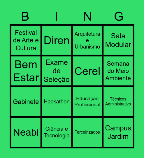 Bingo IFMS - Campus Jardim Bingo Card