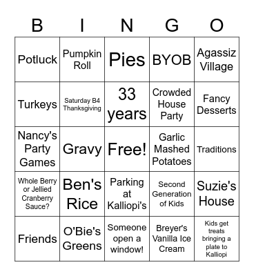 33rd Annual Friendsgiving Bingo Card