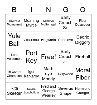 Tri-Wizard Bingo Card