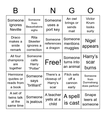 Tri-Wizard Bingo Card