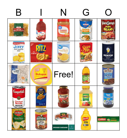 Food Pantry Bingo Card