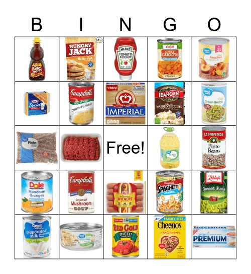 Food Pantry Bingo Card