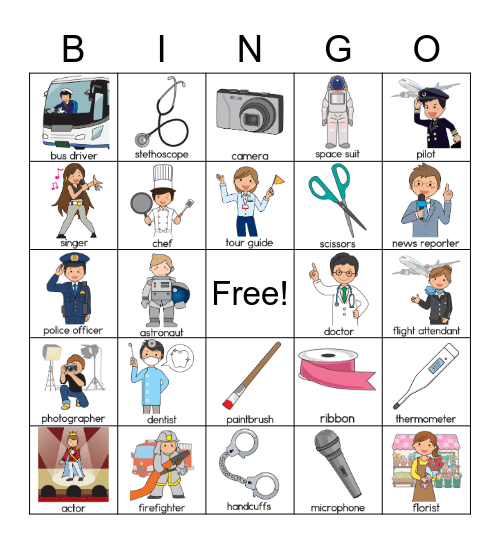 Occupations Bingo Card