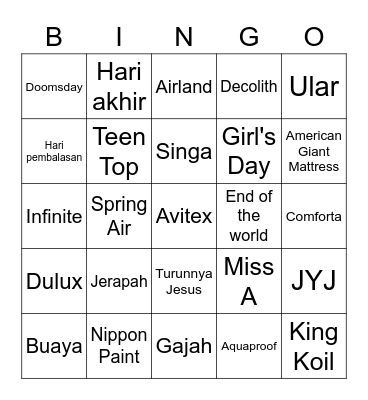 Joy's Bingo Card