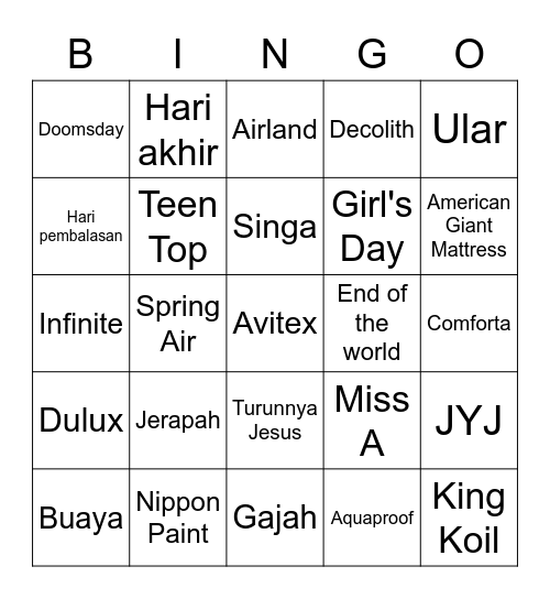 Joy's Bingo Card