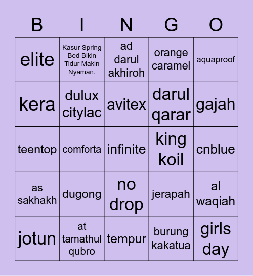 🍒 Bingo Card