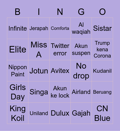 Saerom Bingo Card