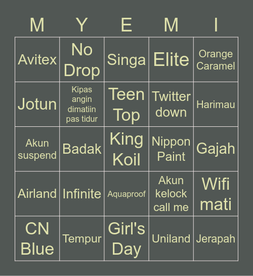 ᙏყᥱຕɩ ᙖɩᥒɠo! Bingo Card