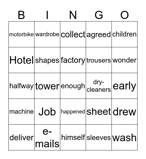 GG's New Job Bingo Card