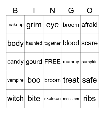 Halloween Joke Bingo Card