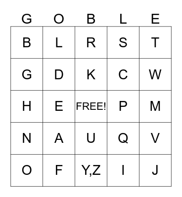 HAPPY THANKSGIVING! Bingo Card
