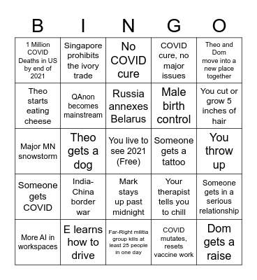 2021 Bingo Card