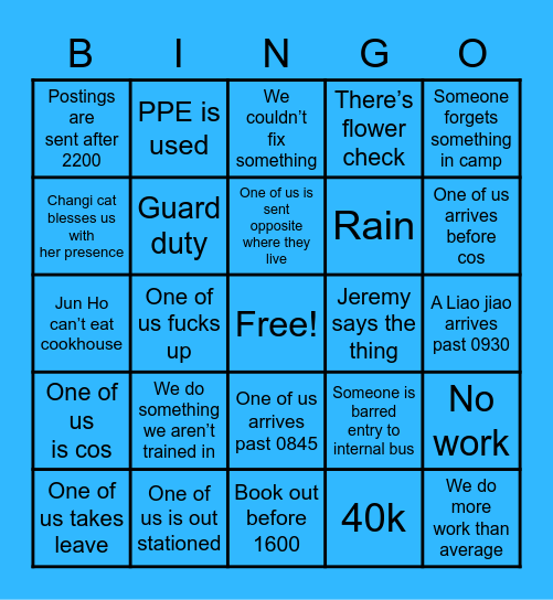 Navy Bingo Card