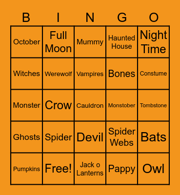 Halloween BINGO Card