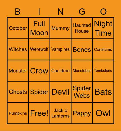Halloween BINGO Card