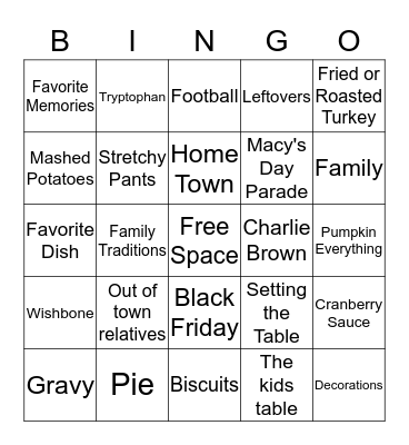 Turkey Talk Connection Bingo Card