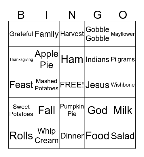 Class Party Bingo Card