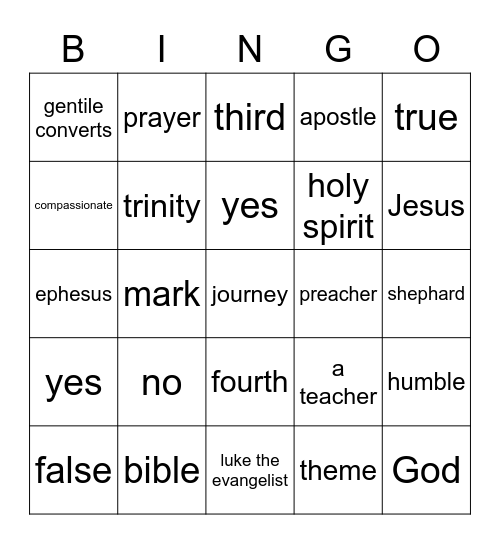Gospel of Luke Bingo Card
