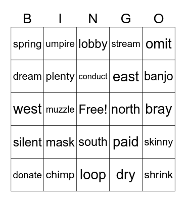 6 syllable types 10.30.2020 Bingo Card