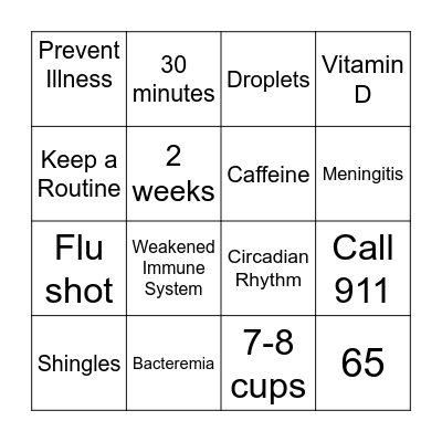 COVID and Immunizations Bingo Card