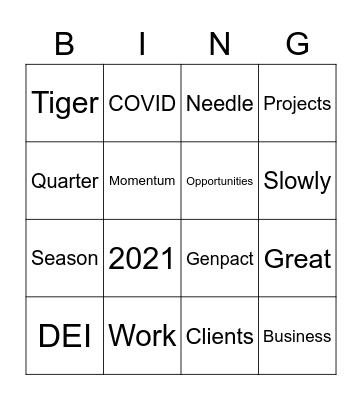 Company Meeting Bingo Card