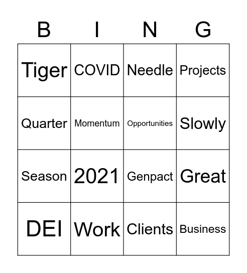 Company Meeting Bingo Card