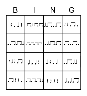 Rhythm BINGO Q-E Bingo Card