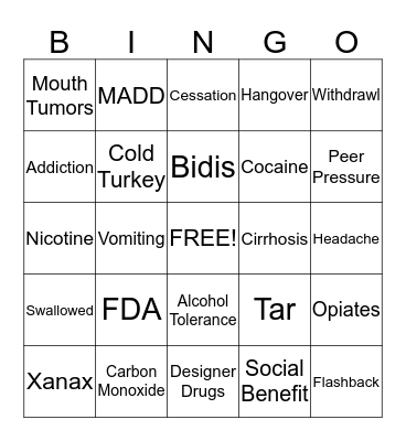 A, T, D Bingo Card