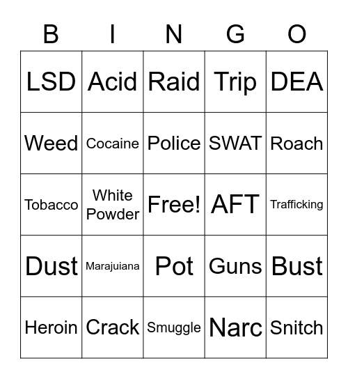 D.A.R.E. Bingo Card