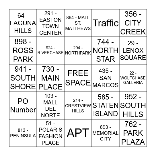 Holiday Bingo Card