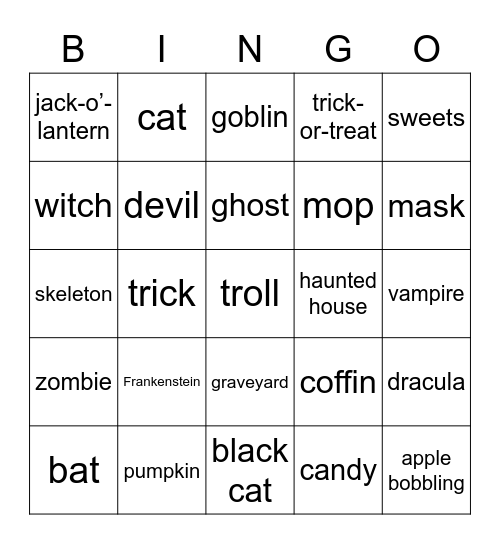 HALLOWEEN Bingo Card