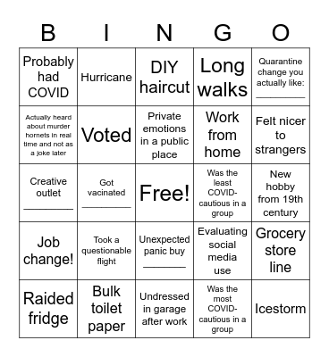 2020 Disaster Bingo Card