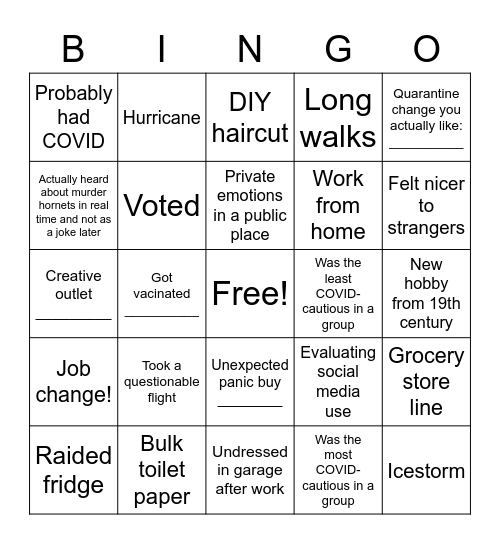 2020 Disaster Bingo Card