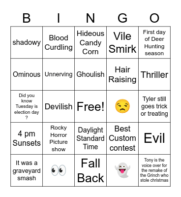 Halloween Bingo Card