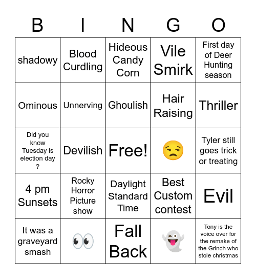 Halloween Bingo Card