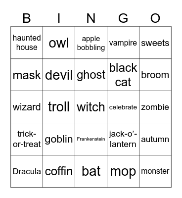 HALLOWEEN Bingo Card