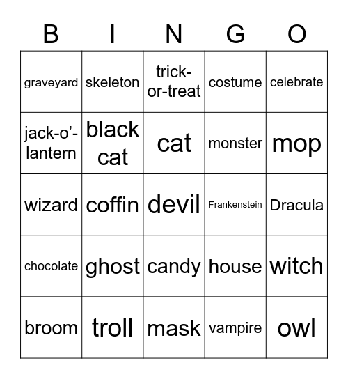 HALLOWEEN Bingo Card