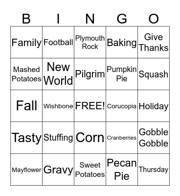 Thanksgiving Bingo Card