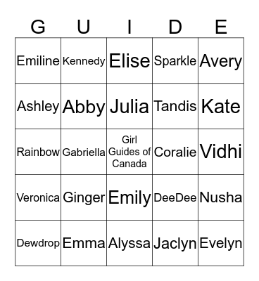 2ndthornhillguides Bingo Card