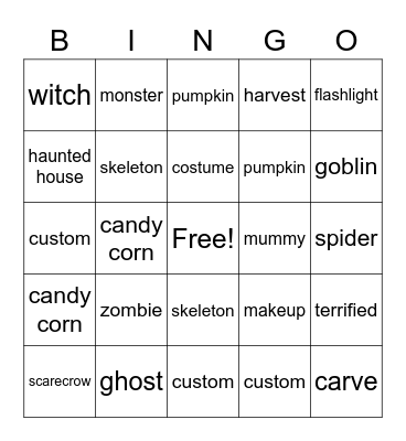 Happy Halloween Bingo Card
