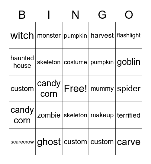 Happy Halloween Bingo Card