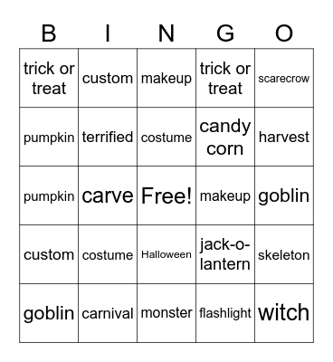 Happy Halloween Bingo Card
