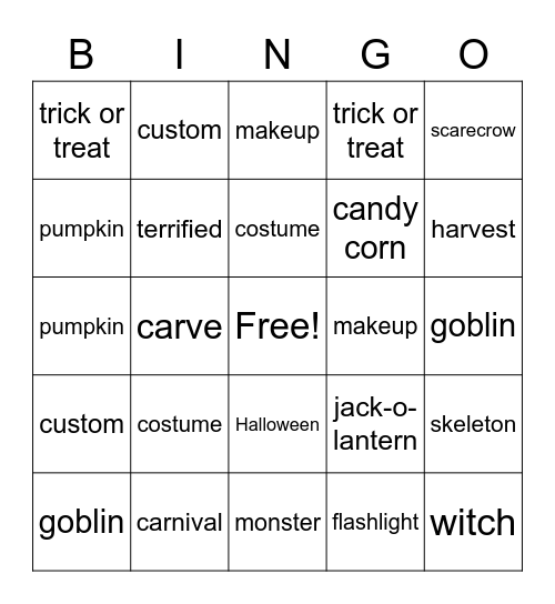 Happy Halloween Bingo Card