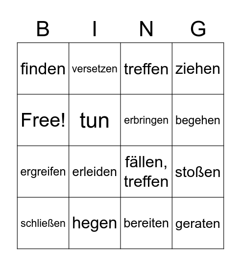 Nomen-Verb-Verbindungen: S. 228 Bingo Card
