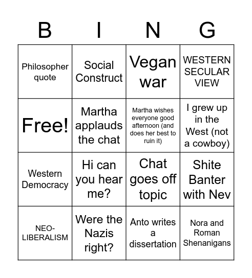 Foundations Chat Bingo Card