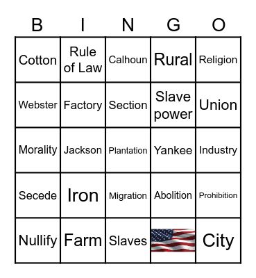 ANTEBELLUM BINGO Card