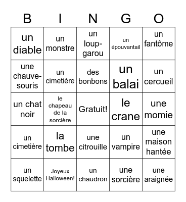 Halloween Bingo Card